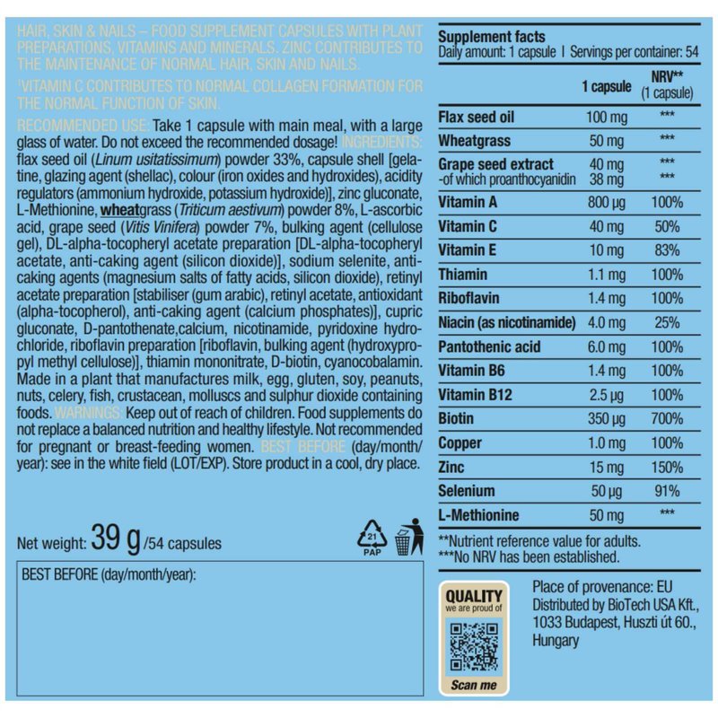 Cabelo, Pele e Unhas