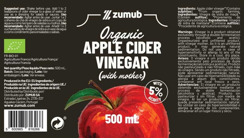 Vinagre de Sidra de Maçã Orgânico